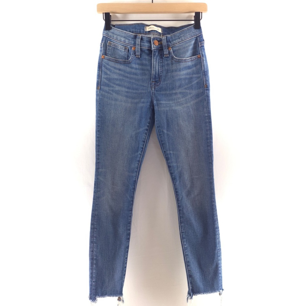 Madewell Womens Jeans 9" High-Rise Skinny Crop 24 Blue Raw Hem Denim